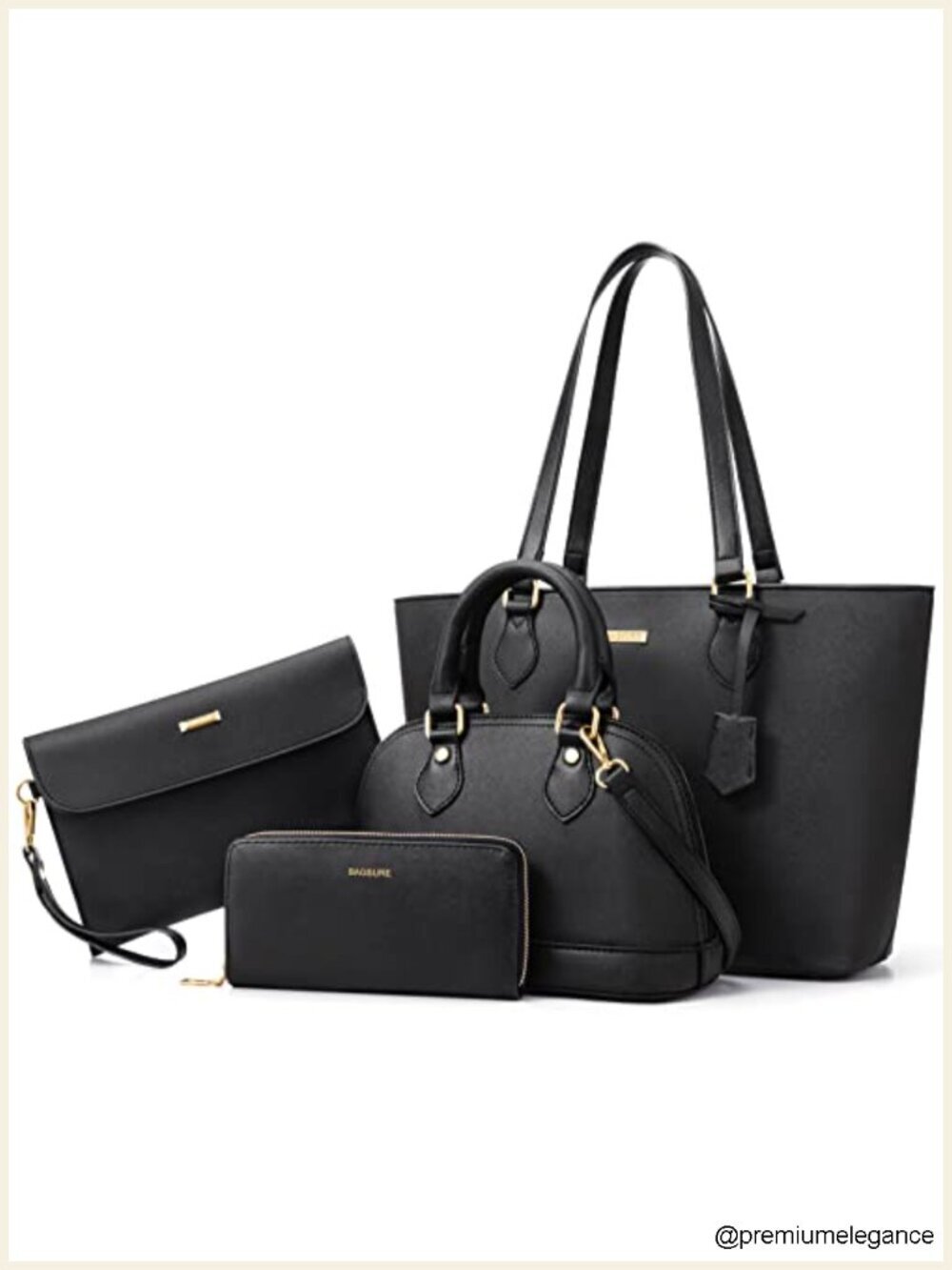 4-Piece Faux Leather Handbag Set Tote Crossbody Shoulder Bag
